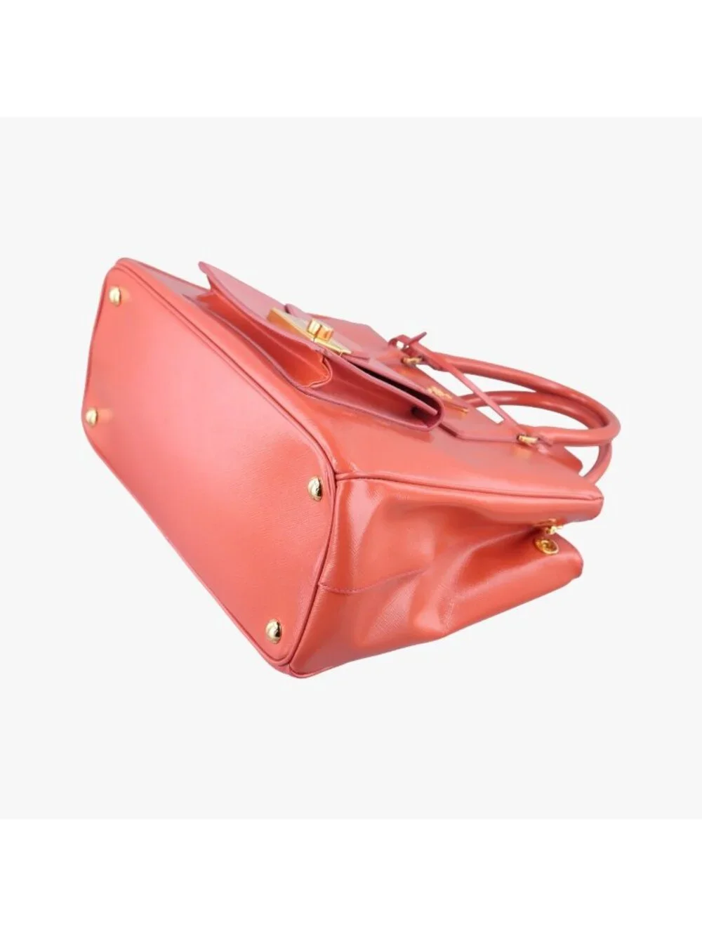 Prada Galleria Front Pocket Orange Patent 14 Shoulder Bag